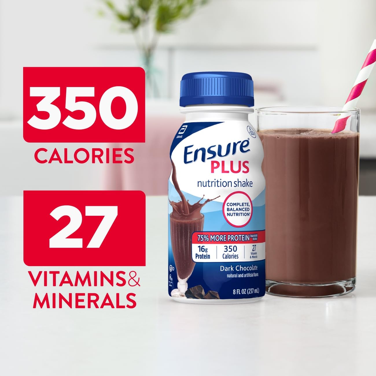 Ensure Plus Dark Chocolate Nutrition Shake, 24 Pack