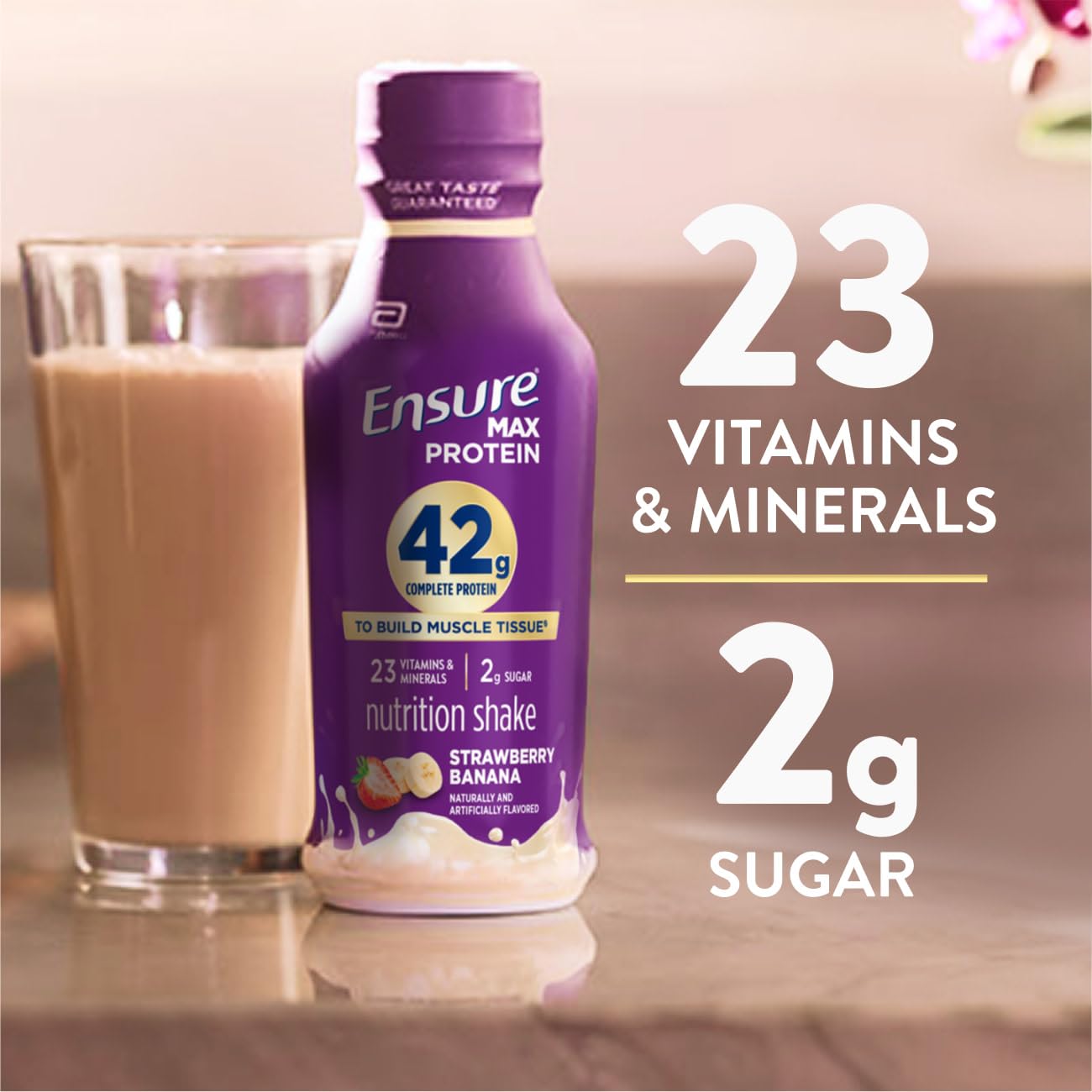 Ensure Max Protein Strawberry Banana Shake, 42g High Protein, 12 Pack