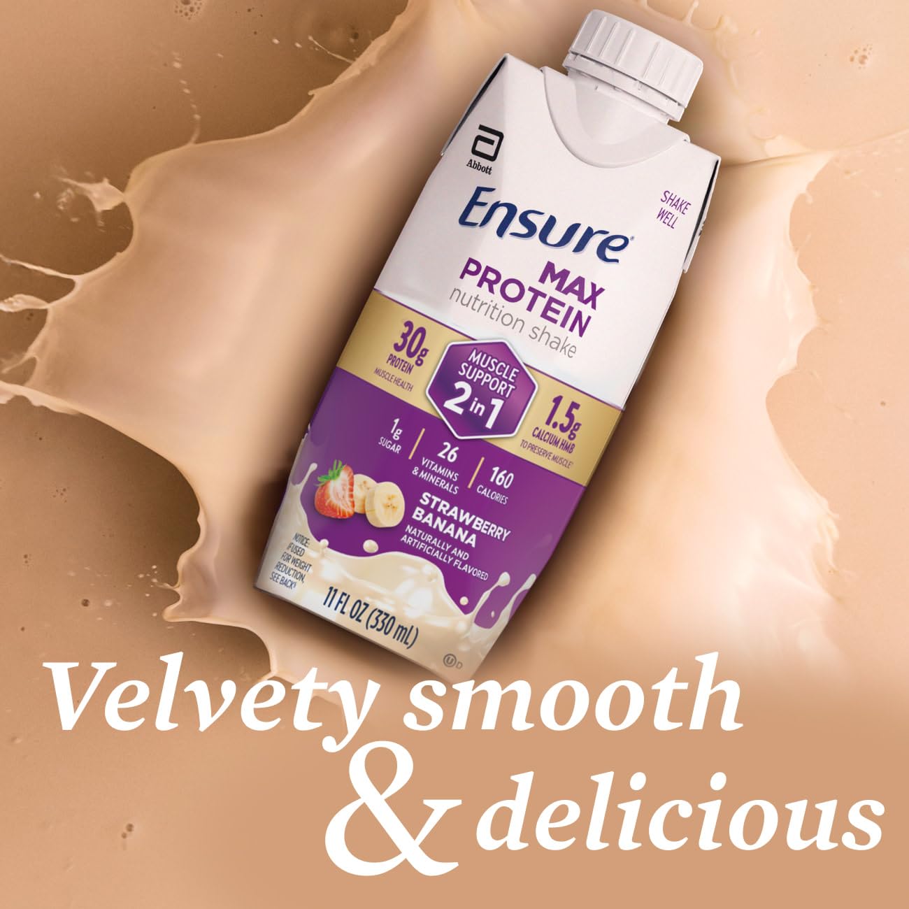 Ensure Max Protein 2-in-1 Strawberry Banana, 30g High Protein, HMB 12 pack