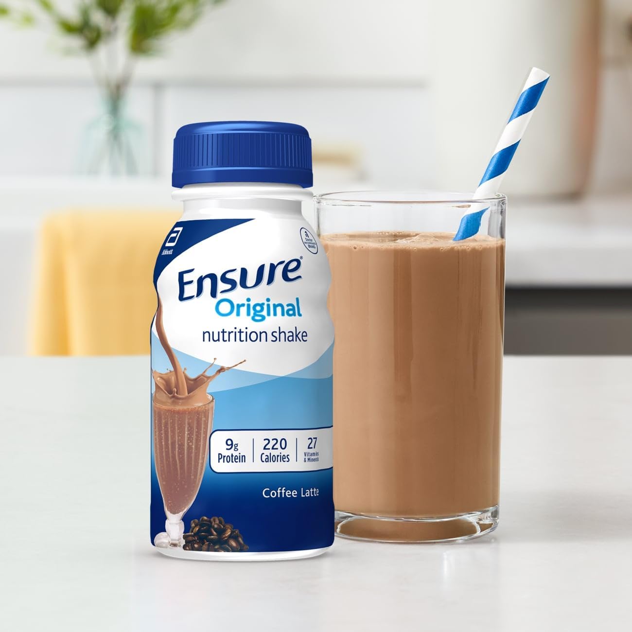 Ensure Original Coffee Latte Nutrition Shake | Small Meal Replacement Shake | Ready To Drink | 9g Protein, 27 Vitamins and Minerals | 8 fl oz - 24 Pack