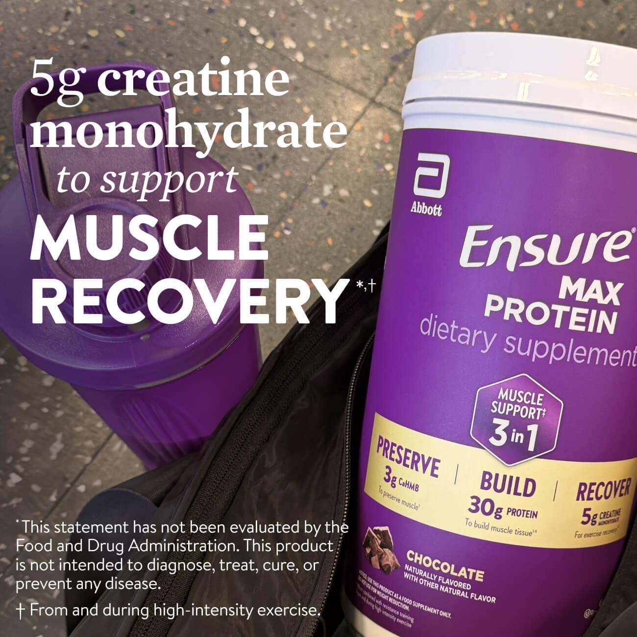 Ensure Max Protein 3-in-1, Chocolate Powder, 30g Protein, Creatine, 2 Pack