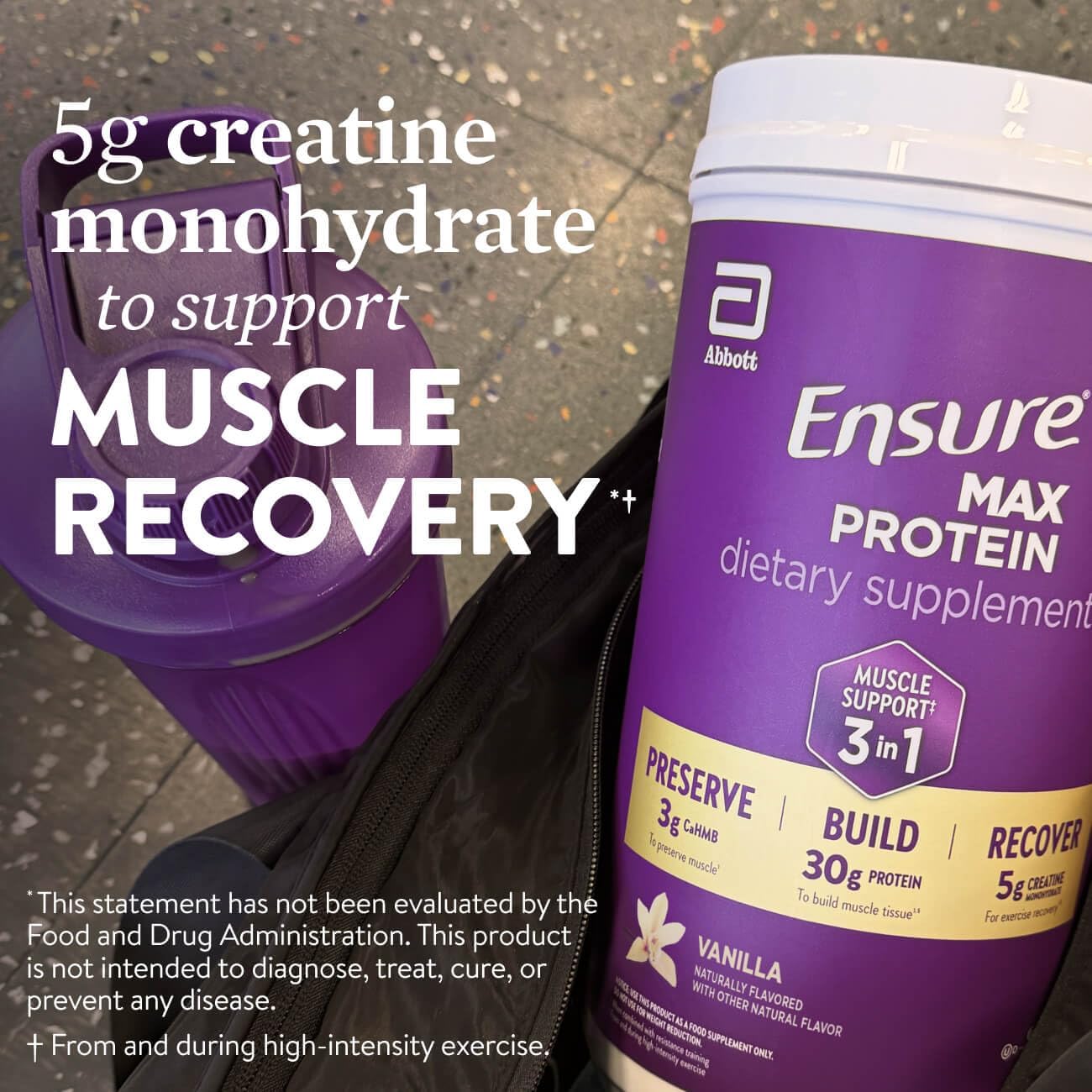 Ensure Max Protein 3-in-1, Vanilla Powder, 30g Protein, Creatine, 2 Pack