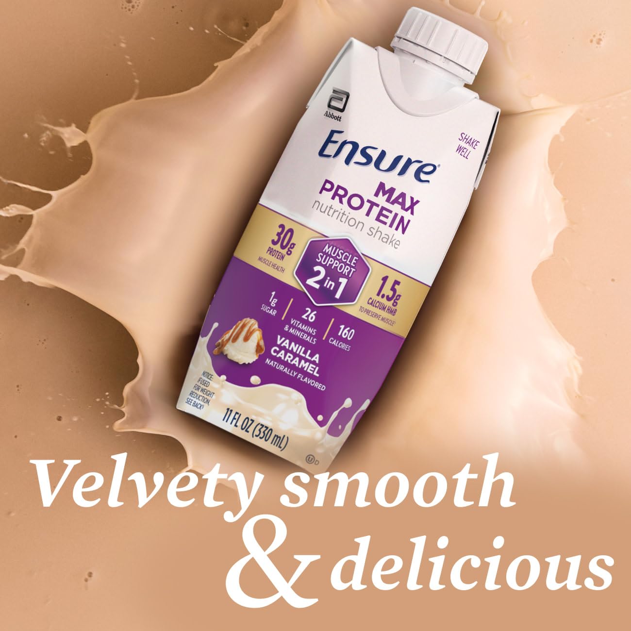 Ensure Max Protein 2-in-1 Vanilla Caramel, 30g High Protein, HMB 12 pack
