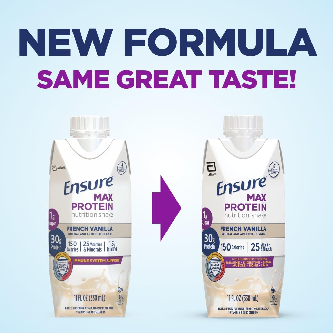 Ensure Plus Nutrition Shake 24 Pack & Ensure Max Protein Nutrition Shake with 30g Protein 12 Pack Bundle
