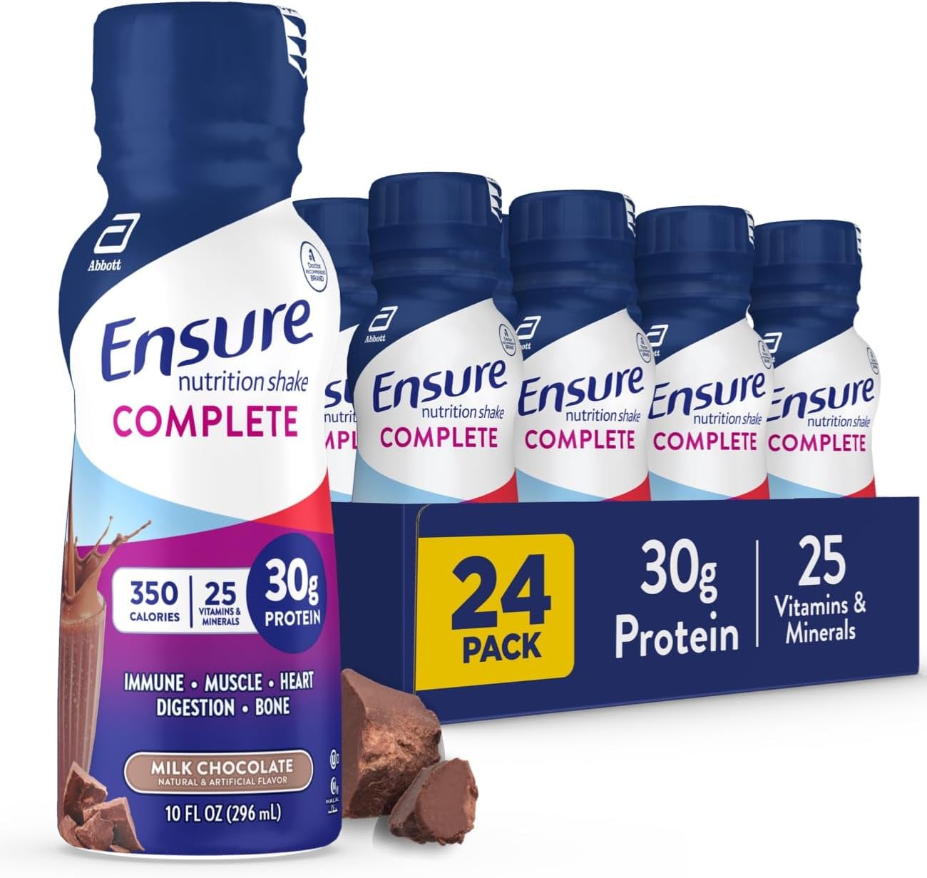 Ensure COMPLETE Nutrition Shake with 30g Protein, Immune Health Nutrients, Chocolate and Vanilla Flavors, Pack of 24 (10 fl oz)