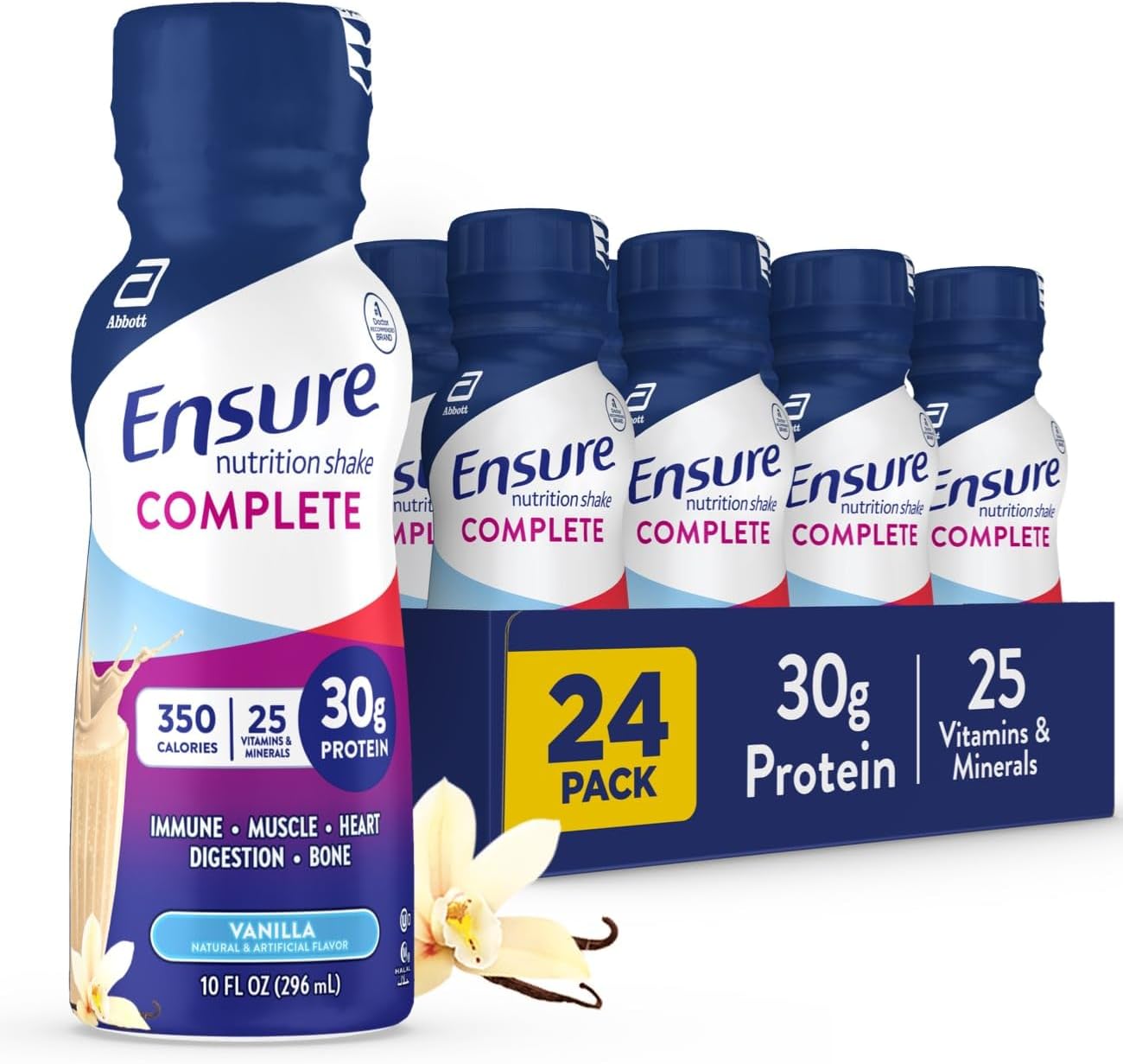 Ensure COMPLETE Nutrition Shake with 30g Protein, Immune Health Nutrients, Chocolate and Vanilla Flavors, Pack of 24 (10 fl oz)
