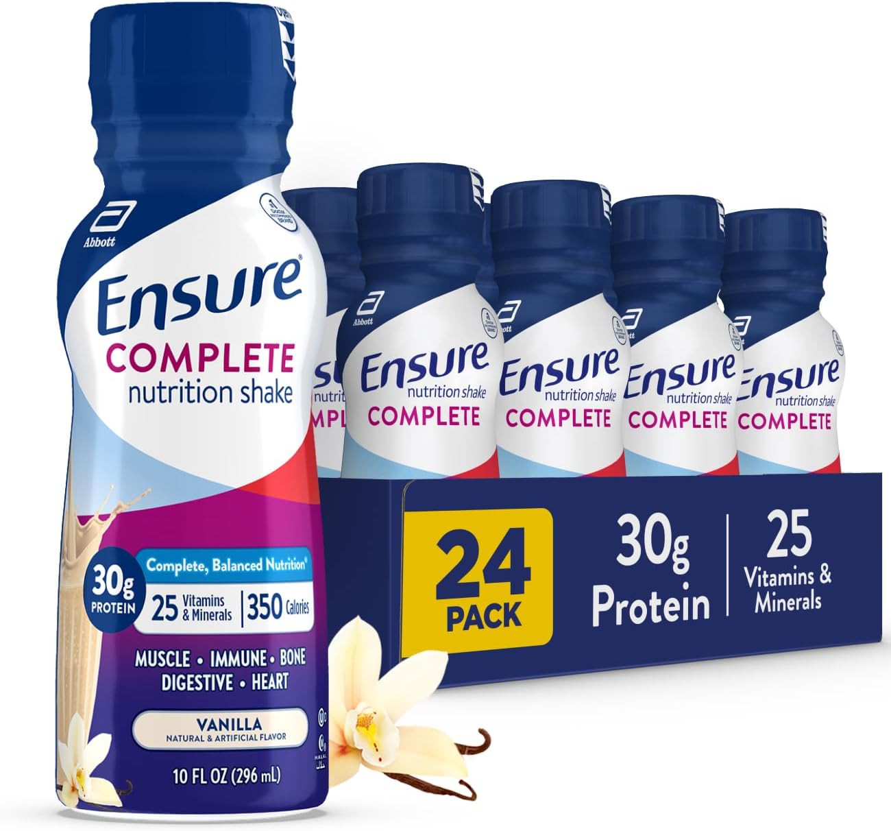 Ensure COMPLETE Vanilla Nutrition Shake, Balanced Meal Replacement, 24pk