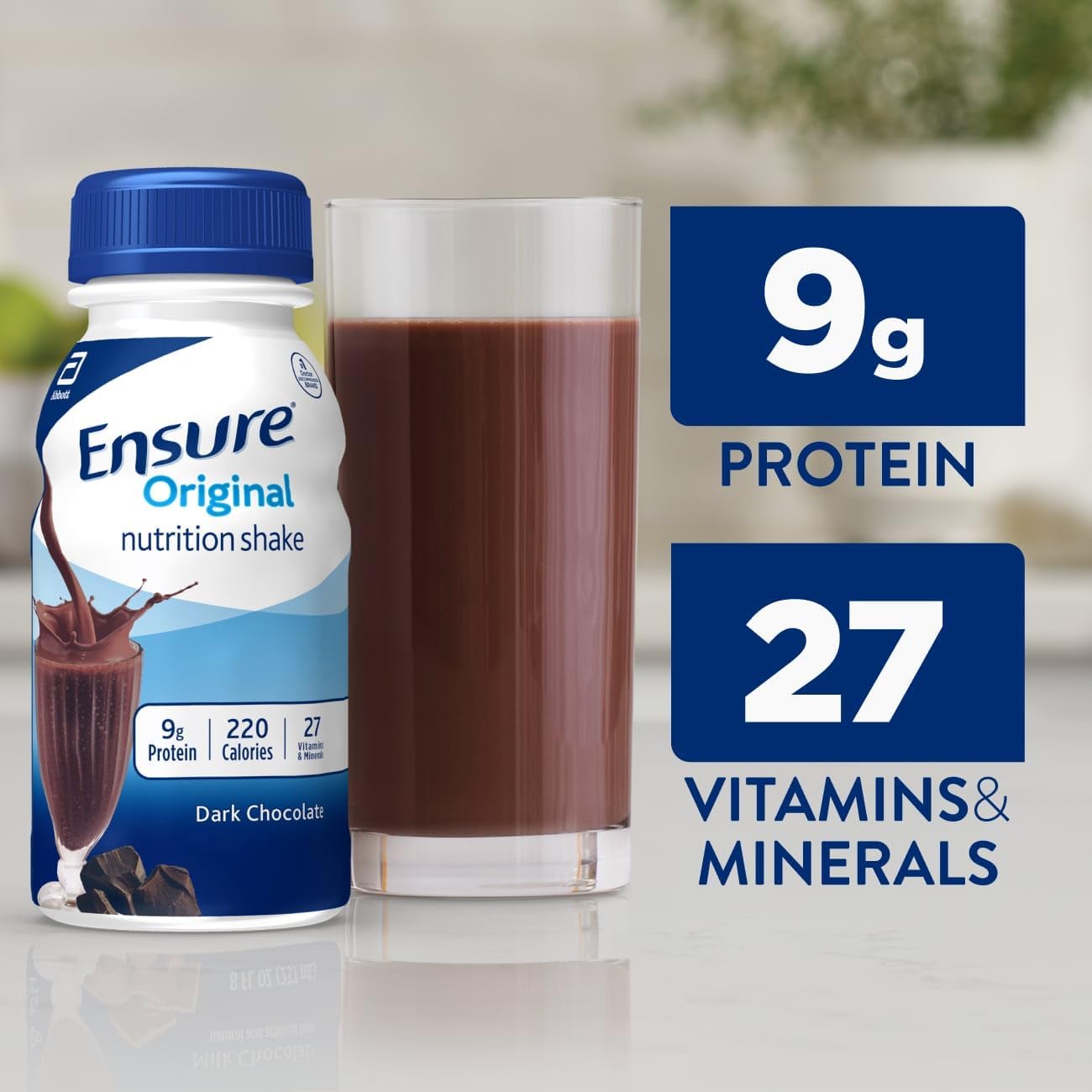 Ensure Original Dark Chocolate Nutrition Shake | Meal Replacement Shake | 6 Count (Pack of 1)
