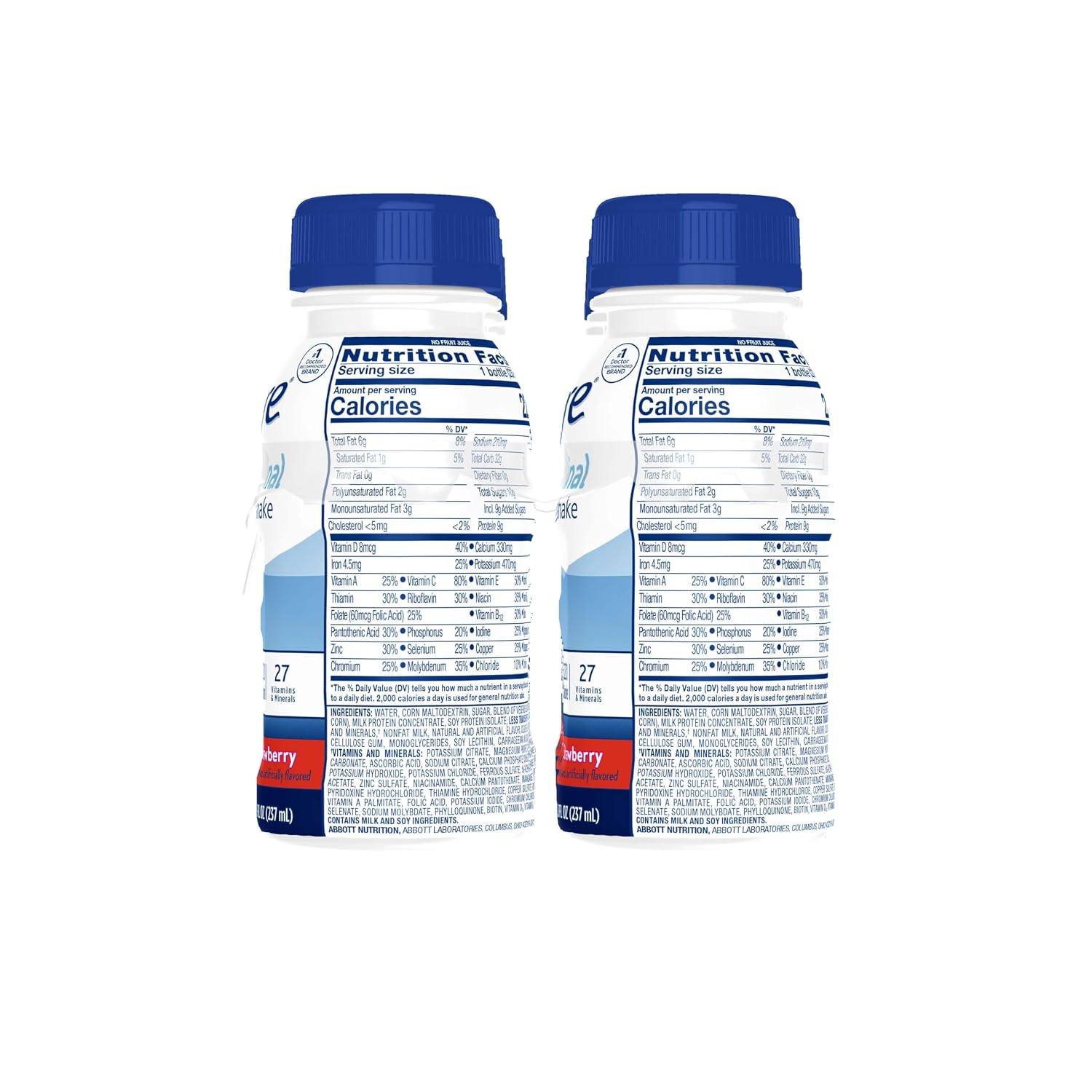 Ensure Original Strawberry Nutrition Shake | Small Meal Replacement Shake | Ready To Drink | 9g Protein, 27 Vitamins and Minerals | 8 fl oz - 6 Pack